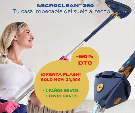 MicroClean™ 360º Fregona Giratoria que limpia sin esfuerzo y sin agacharte