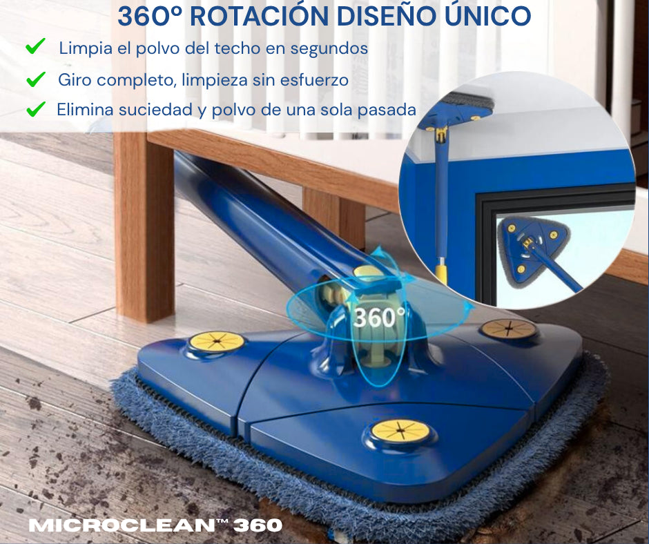 MicroClean™ 360º Fregona Giratoria que limpia sin esfuerzo y sin agacharte