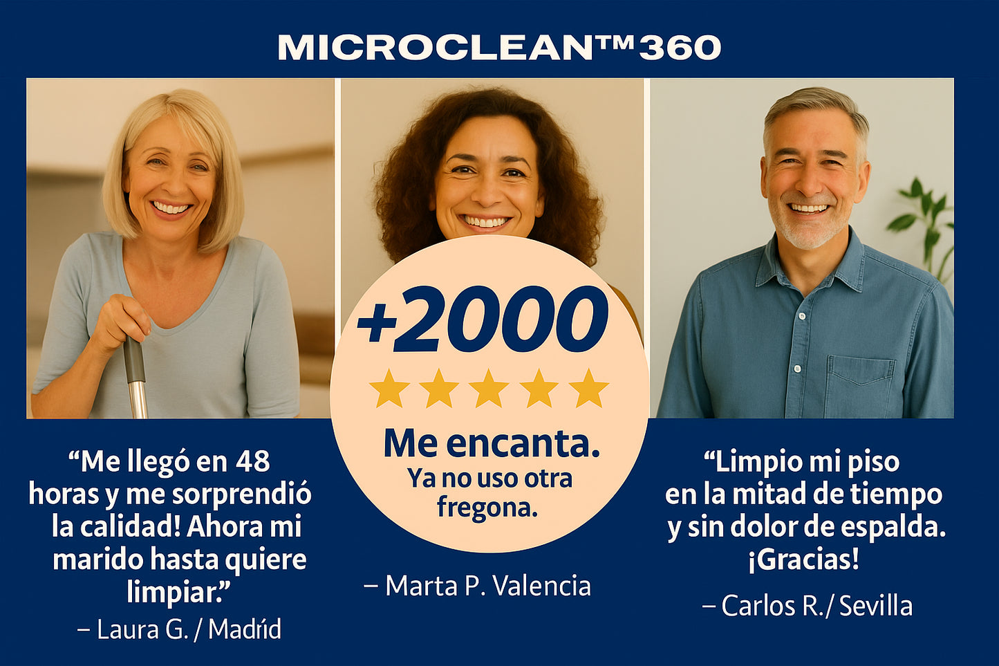 MicroClean™ 360º Fregona Giratoria que limpia sin esfuerzo y sin agacharte